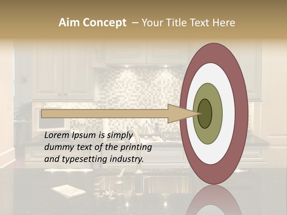 Beautiful Kitchen With Glass Backsplash And Granite Counter PowerPoint Template