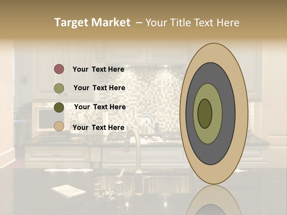 Beautiful Kitchen With Glass Backsplash And Granite Counter PowerPoint Template