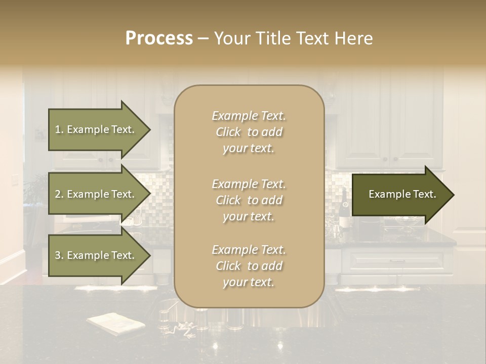 Beautiful Kitchen With Glass Backsplash And Granite Counter PowerPoint Template