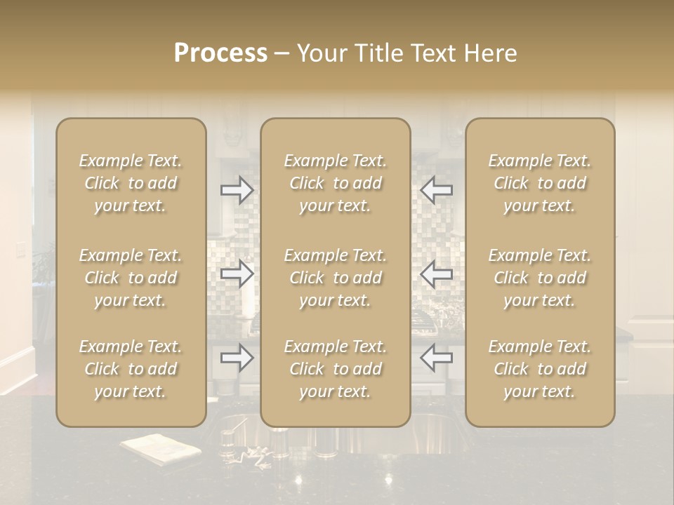 Beautiful Kitchen With Glass Backsplash And Granite Counter PowerPoint Template