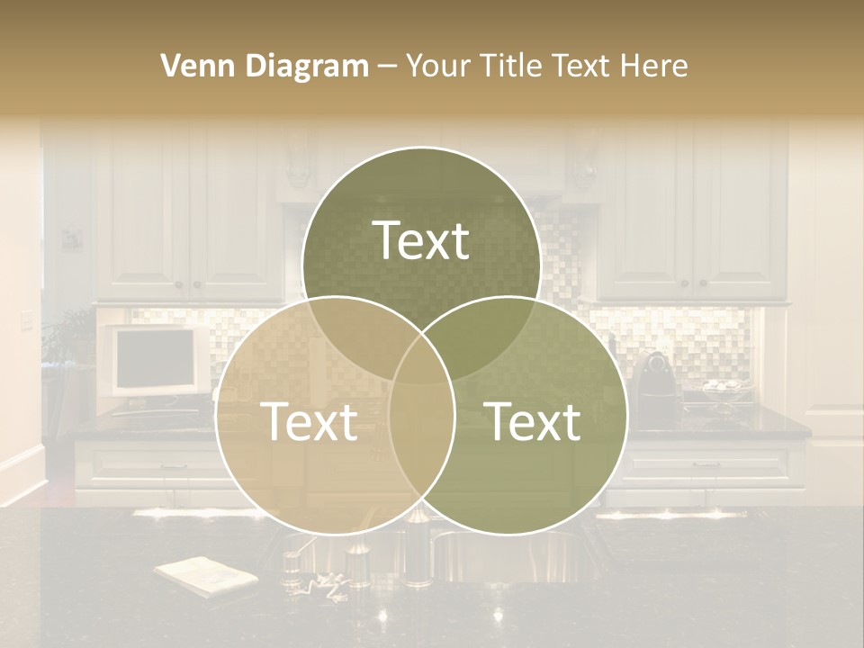 Beautiful Kitchen With Glass Backsplash And Granite Counter PowerPoint Template