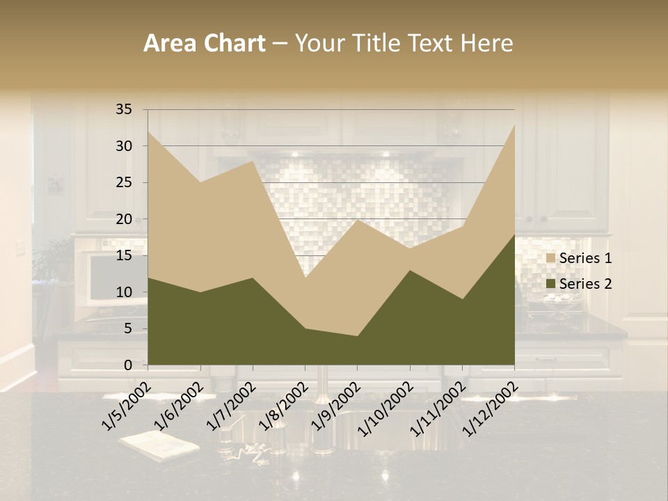 Beautiful Kitchen With Glass Backsplash And Granite Counter PowerPoint Template