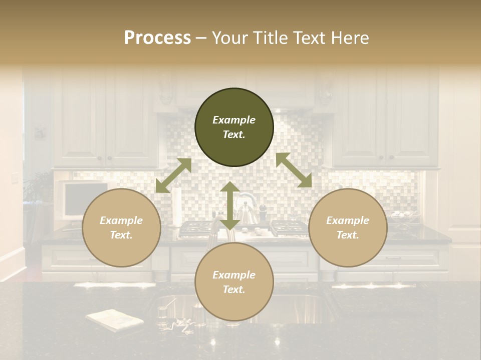 Beautiful Kitchen With Glass Backsplash And Granite Counter PowerPoint Template