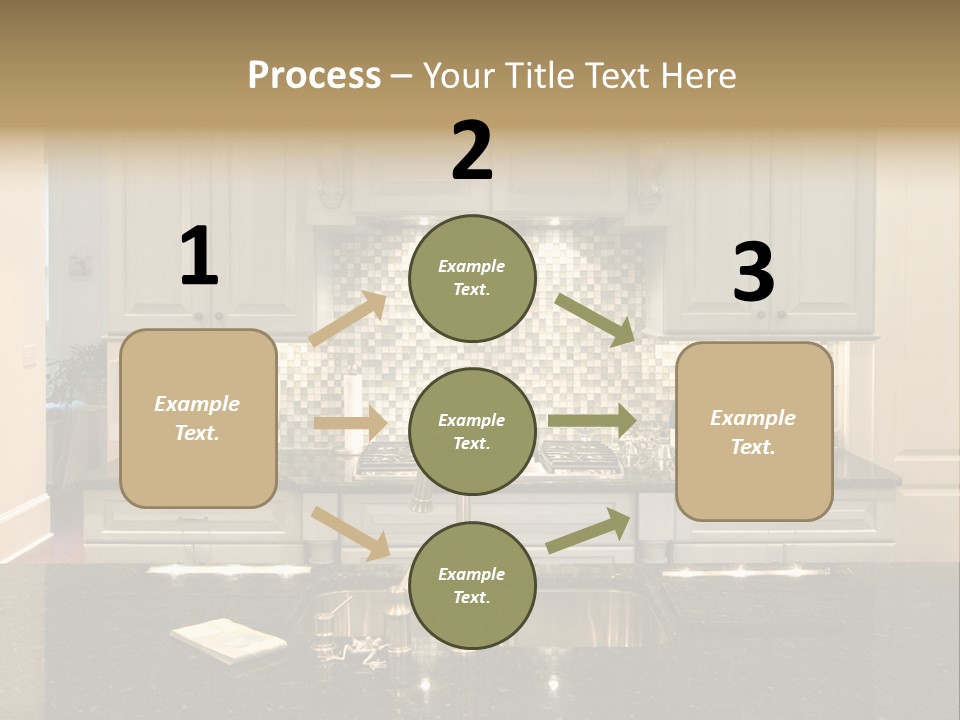 Beautiful Kitchen With Glass Backsplash And Granite Counter PowerPoint Template