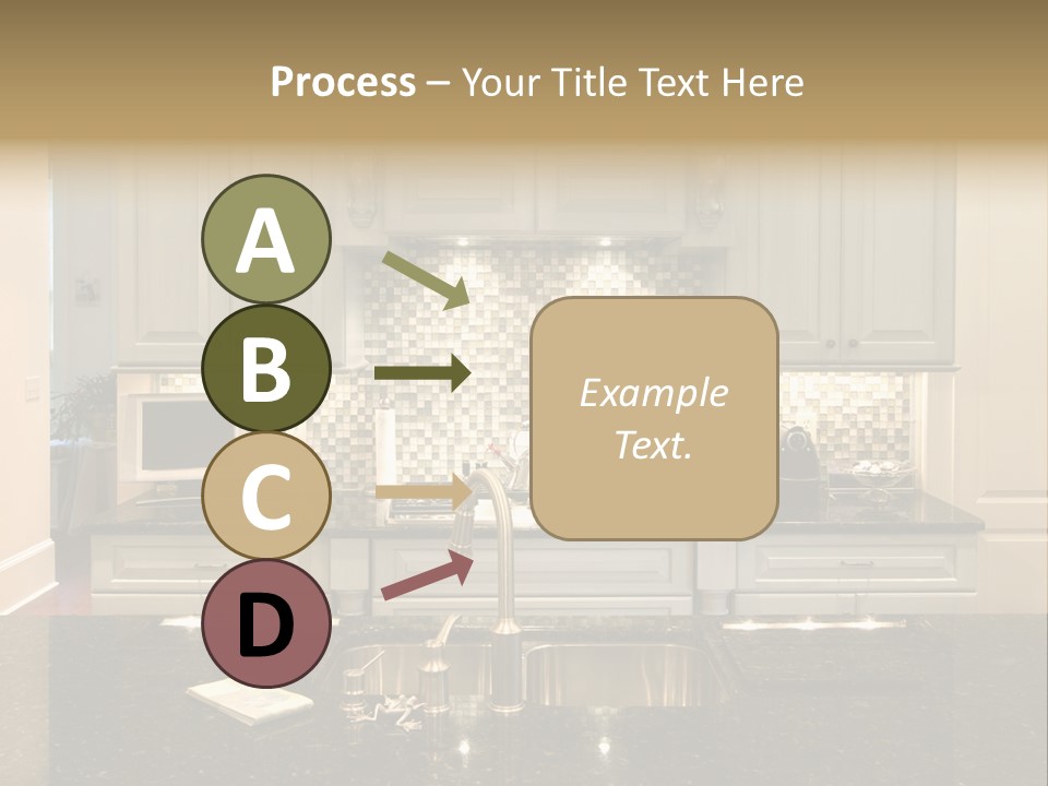 Beautiful Kitchen With Glass Backsplash And Granite Counter PowerPoint Template