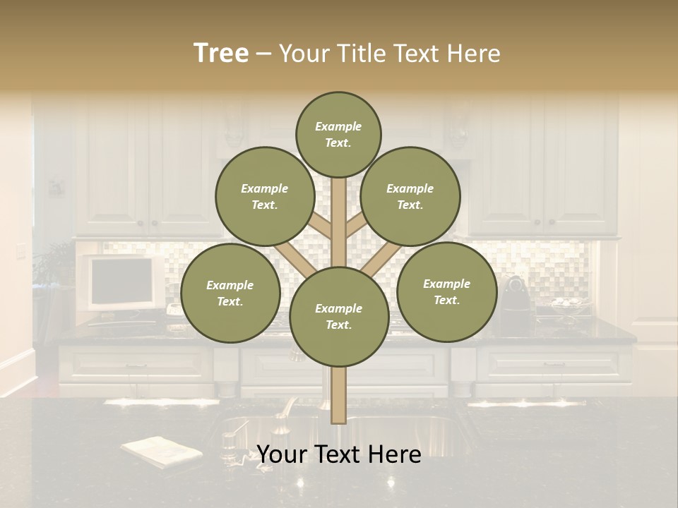 Beautiful Kitchen With Glass Backsplash And Granite Counter PowerPoint Template