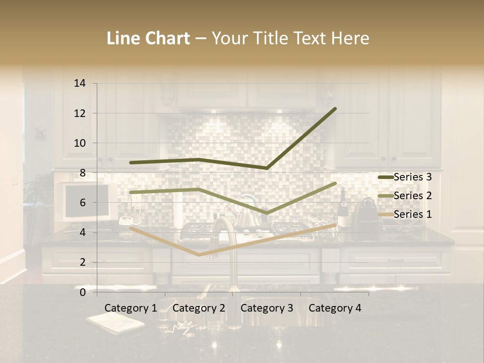 Beautiful Kitchen With Glass Backsplash And Granite Counter PowerPoint Template