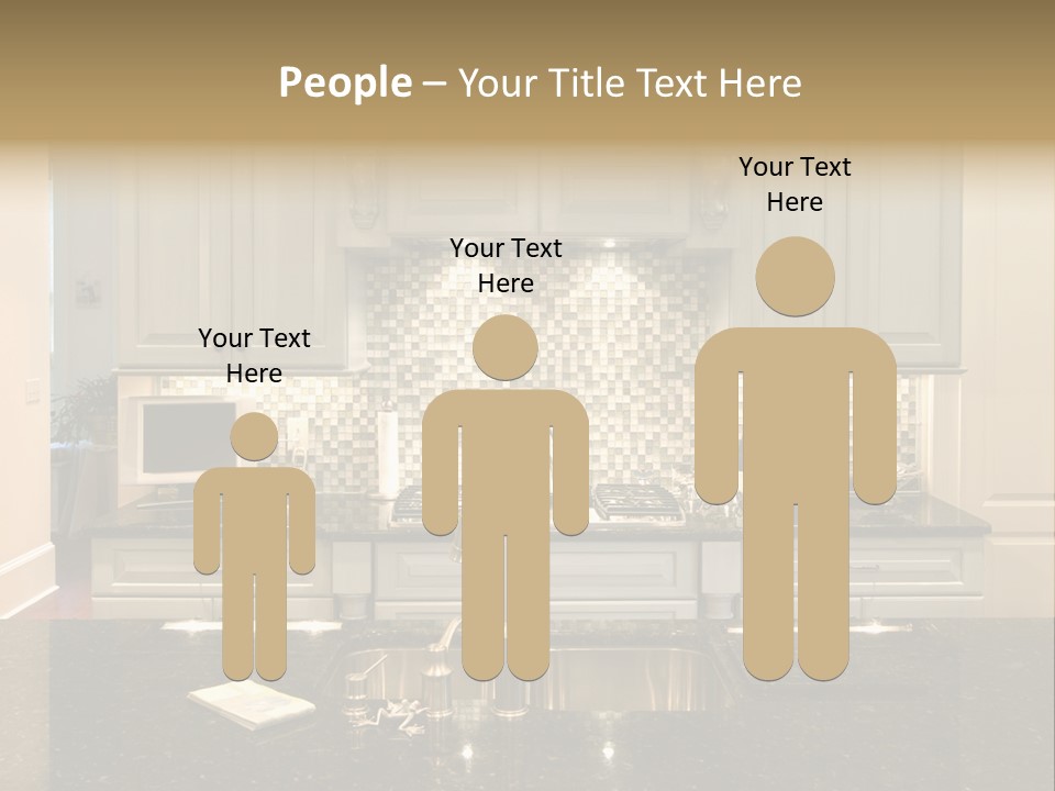 Beautiful Kitchen With Glass Backsplash And Granite Counter PowerPoint Template