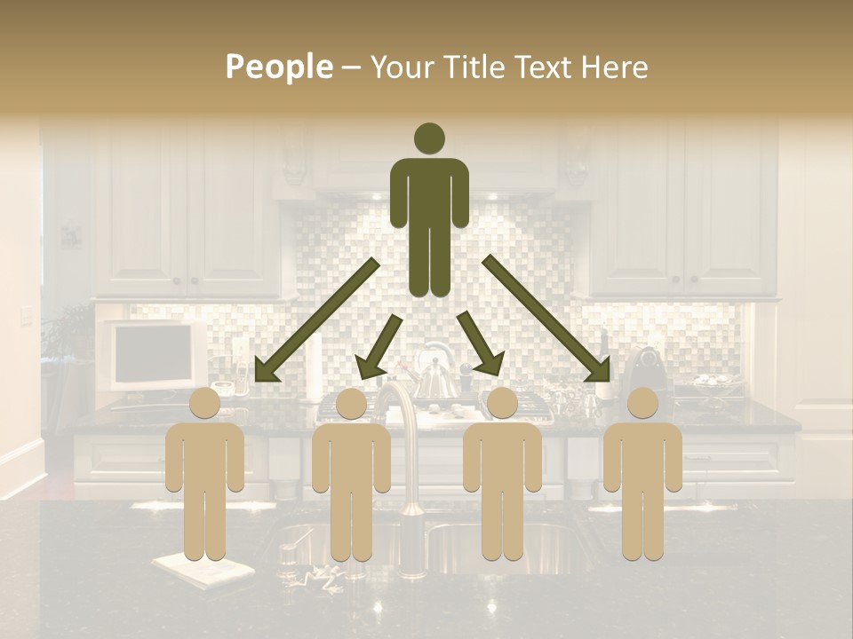 Beautiful Kitchen With Glass Backsplash And Granite Counter PowerPoint Template