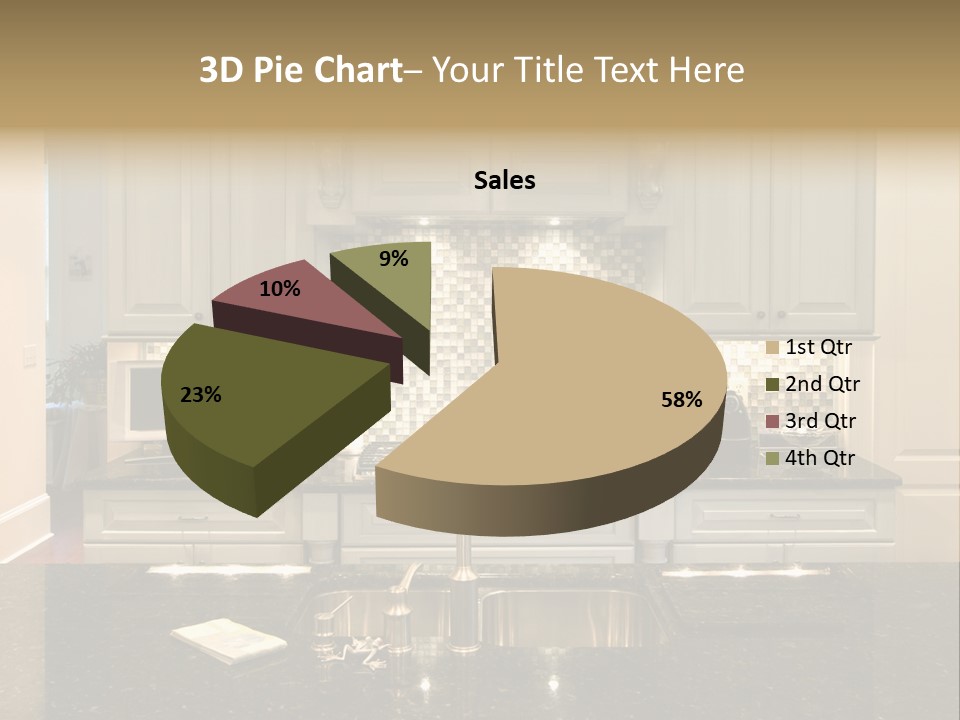 Beautiful Kitchen With Glass Backsplash And Granite Counter PowerPoint Template