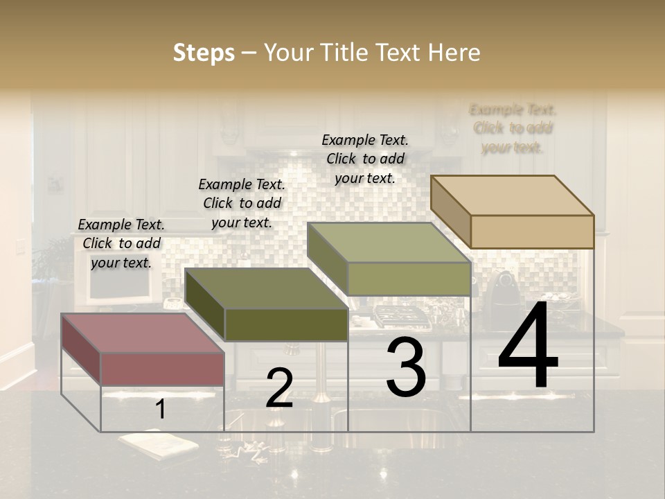 Beautiful Kitchen With Glass Backsplash And Granite Counter PowerPoint Template