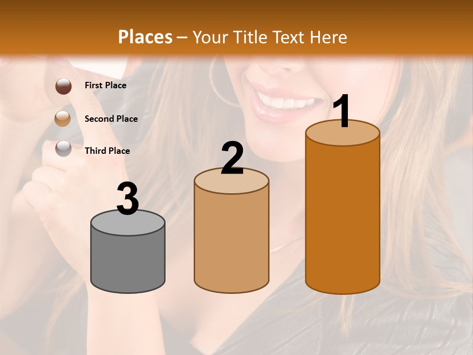 Businesswoman Pointing At A Business Card In An Office PowerPoint Template