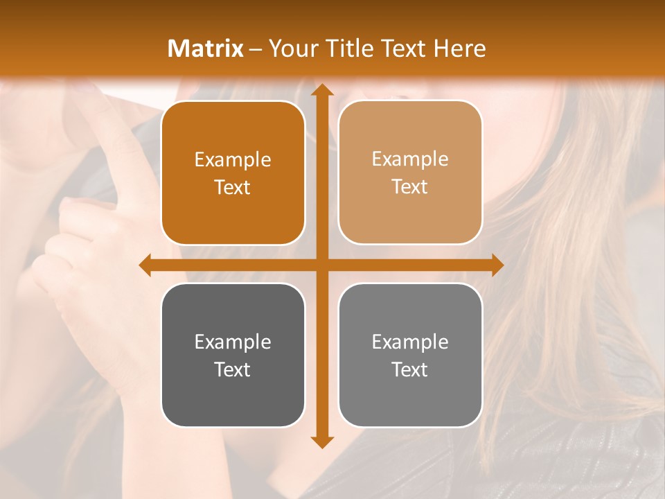 Businesswoman Pointing At A Business Card In An Office PowerPoint Template