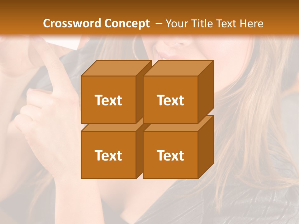 Businesswoman Pointing At A Business Card In An Office PowerPoint Template