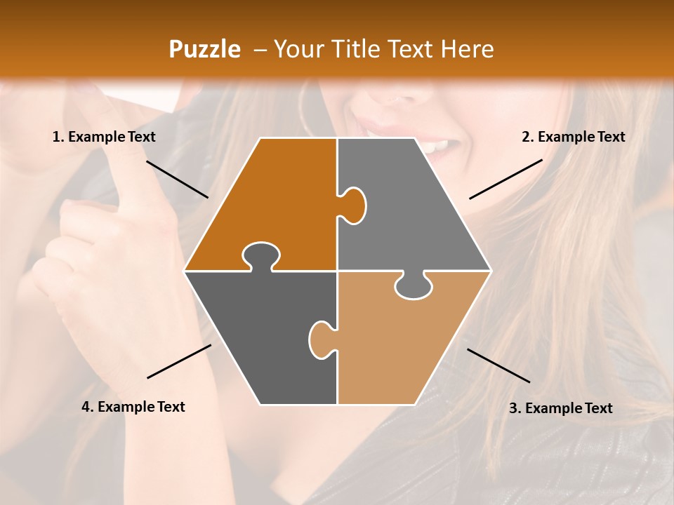 Businesswoman Pointing At A Business Card In An Office PowerPoint Template