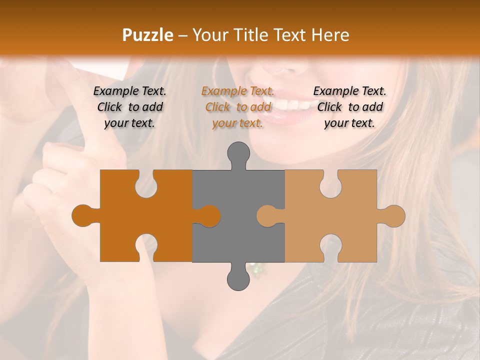 Businesswoman Pointing At A Business Card In An Office PowerPoint Template