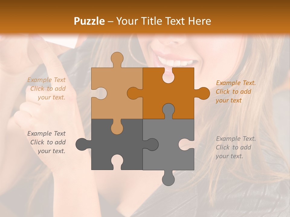 Businesswoman Pointing At A Business Card In An Office PowerPoint Template