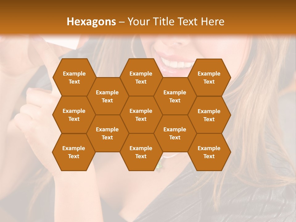 Businesswoman Pointing At A Business Card In An Office PowerPoint Template