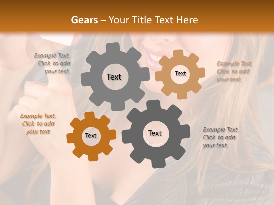 Businesswoman Pointing At A Business Card In An Office PowerPoint Template