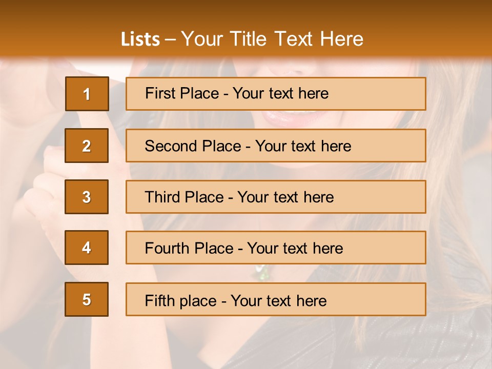 Businesswoman Pointing At A Business Card In An Office PowerPoint Template