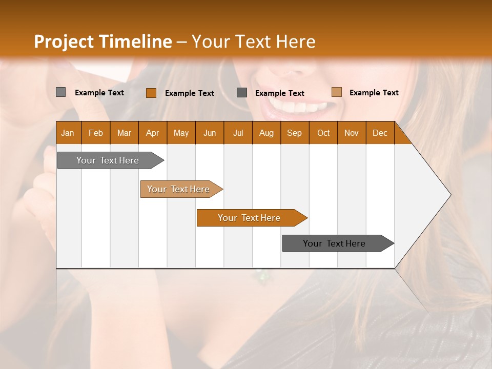 Businesswoman Pointing At A Business Card In An Office PowerPoint Template