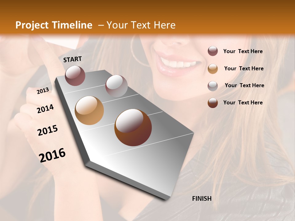 Businesswoman Pointing At A Business Card In An Office PowerPoint Template