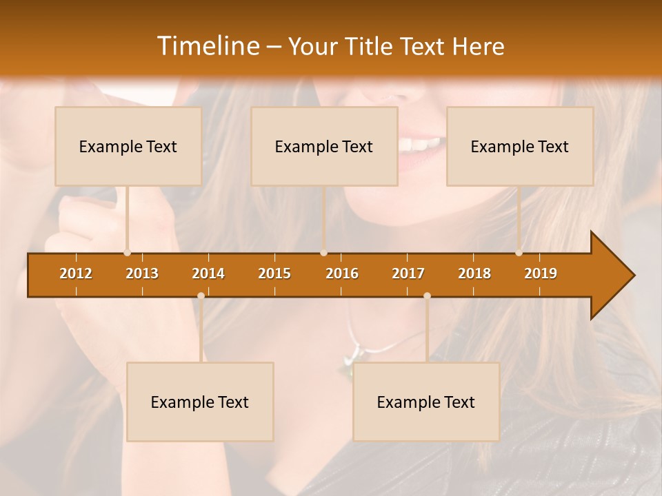 Businesswoman Pointing At A Business Card In An Office PowerPoint Template