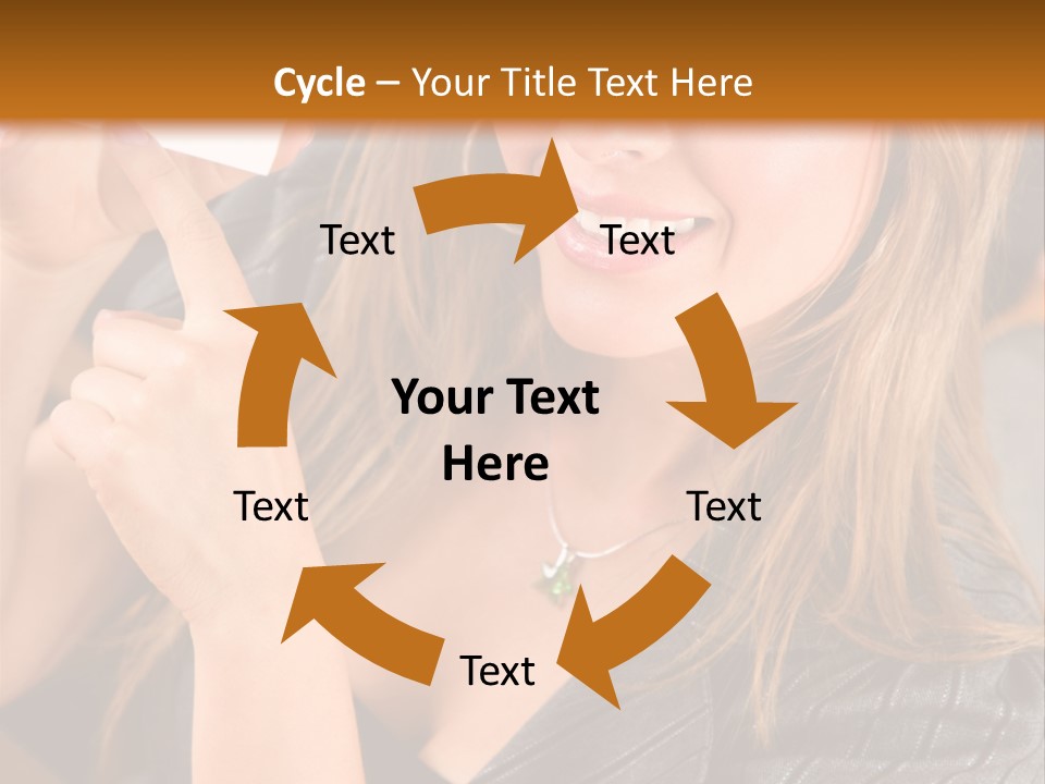 Businesswoman Pointing At A Business Card In An Office PowerPoint Template