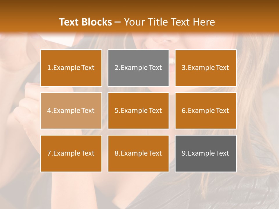 Businesswoman Pointing At A Business Card In An Office PowerPoint Template