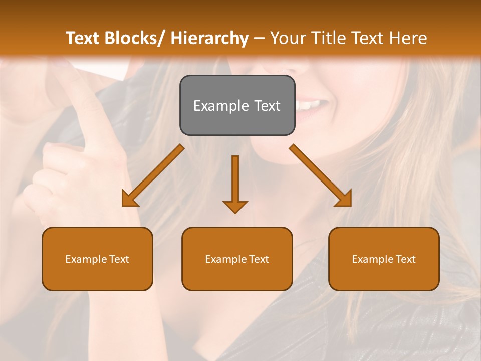 Businesswoman Pointing At A Business Card In An Office PowerPoint Template