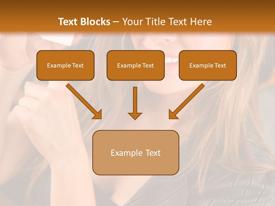 Businesswoman Pointing At A Business Card In An Office PowerPoint Template