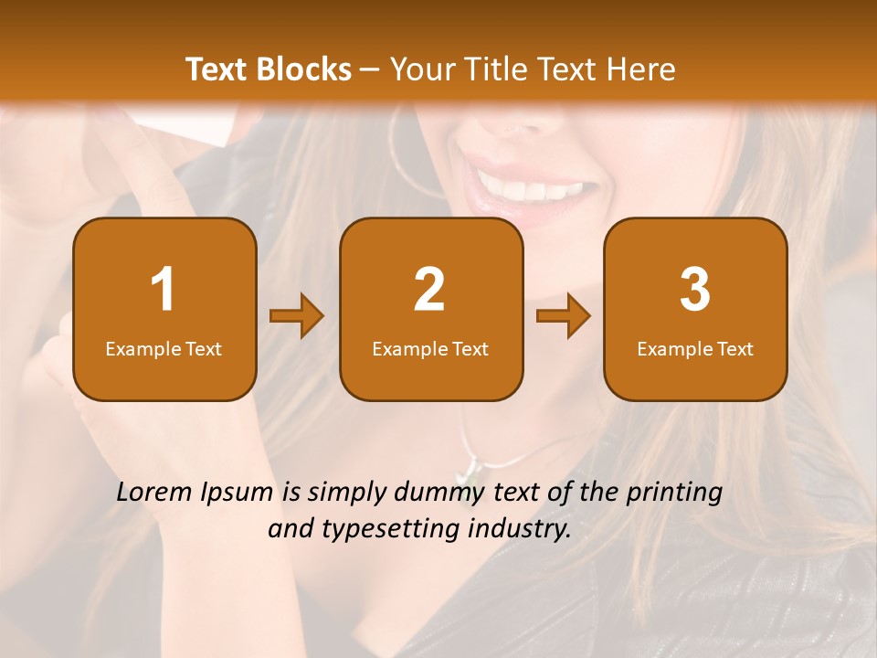 Businesswoman Pointing At A Business Card In An Office PowerPoint Template