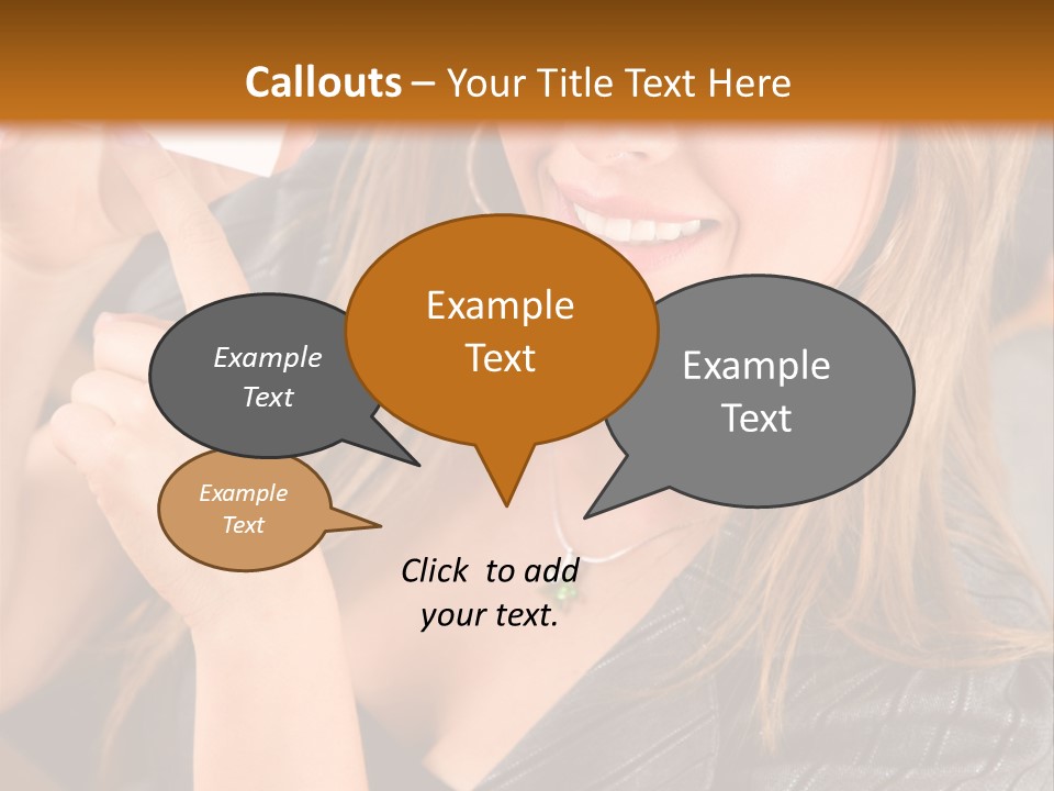 Businesswoman Pointing At A Business Card In An Office PowerPoint Template