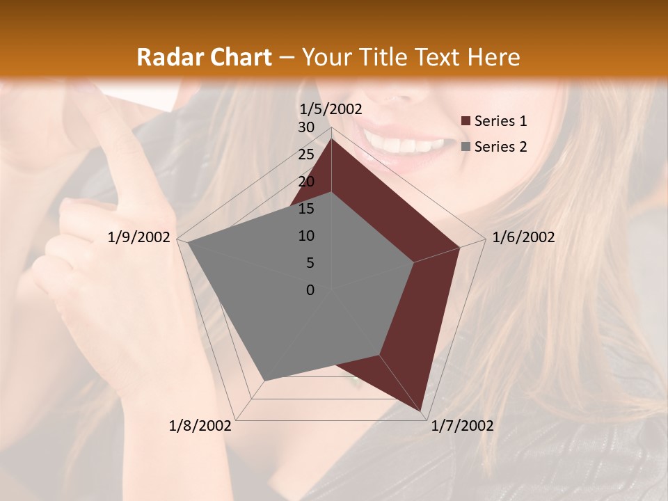 Businesswoman Pointing At A Business Card In An Office PowerPoint Template