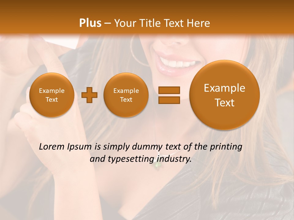 Businesswoman Pointing At A Business Card In An Office PowerPoint Template