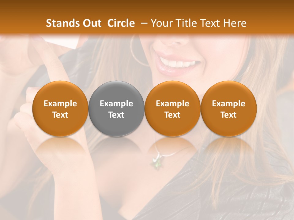 Businesswoman Pointing At A Business Card In An Office PowerPoint Template