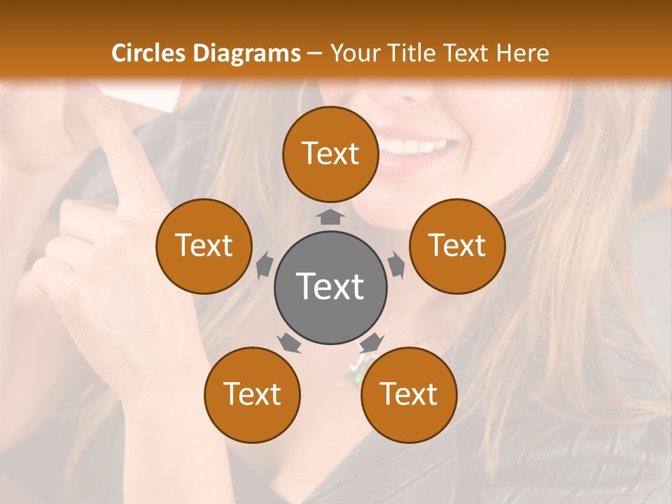 Businesswoman Pointing At A Business Card In An Office PowerPoint Template