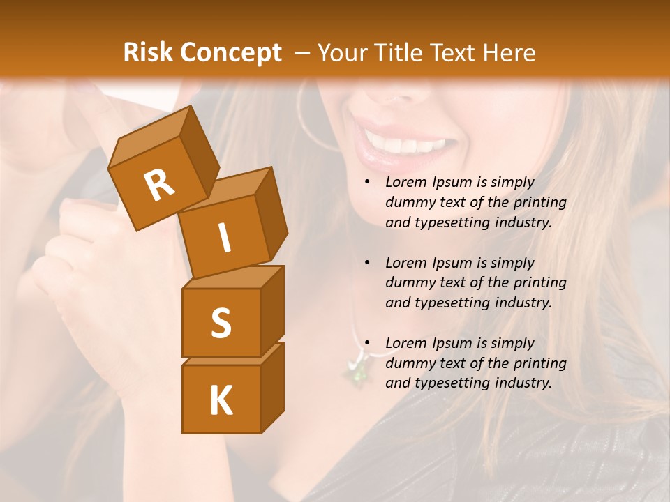 Businesswoman Pointing At A Business Card In An Office PowerPoint Template