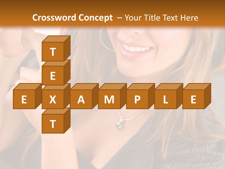 Businesswoman Pointing At A Business Card In An Office PowerPoint Template