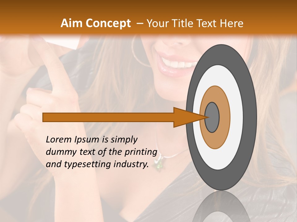 Businesswoman Pointing At A Business Card In An Office PowerPoint Template