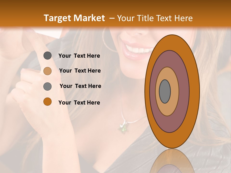 Businesswoman Pointing At A Business Card In An Office PowerPoint Template