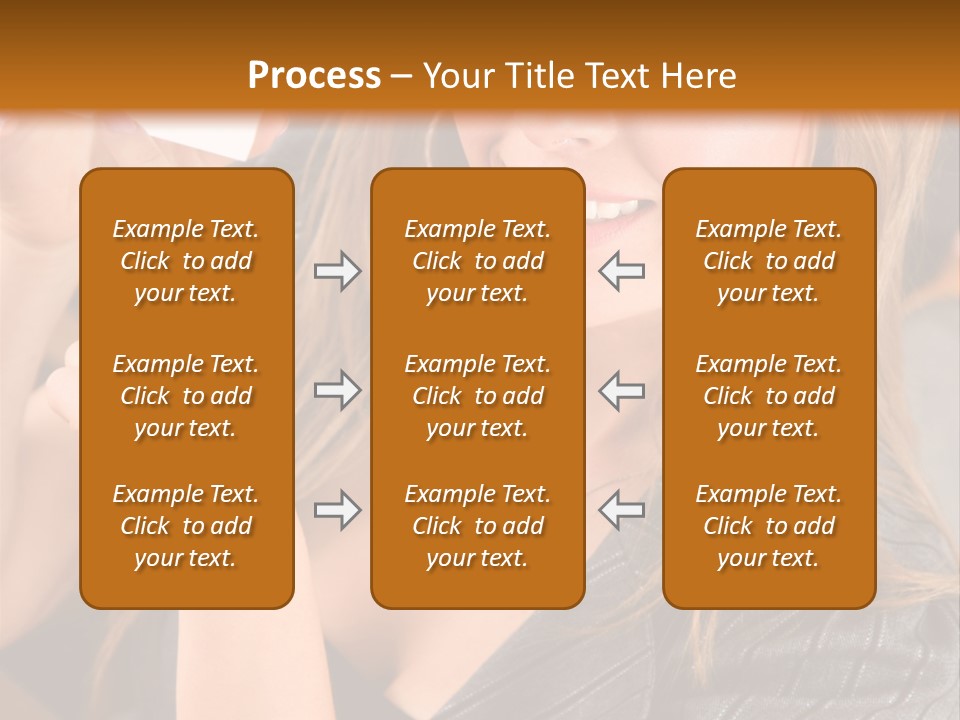 Businesswoman Pointing At A Business Card In An Office PowerPoint Template