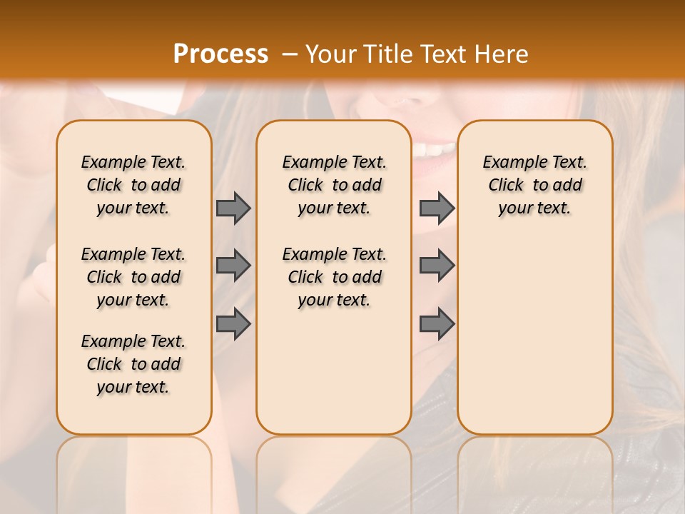 Businesswoman Pointing At A Business Card In An Office PowerPoint Template