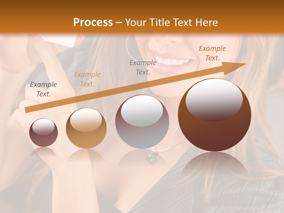 Businesswoman Pointing At A Business Card In An Office PowerPoint Template