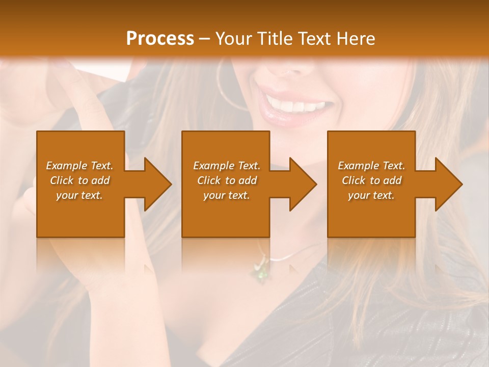 Businesswoman Pointing At A Business Card In An Office PowerPoint Template