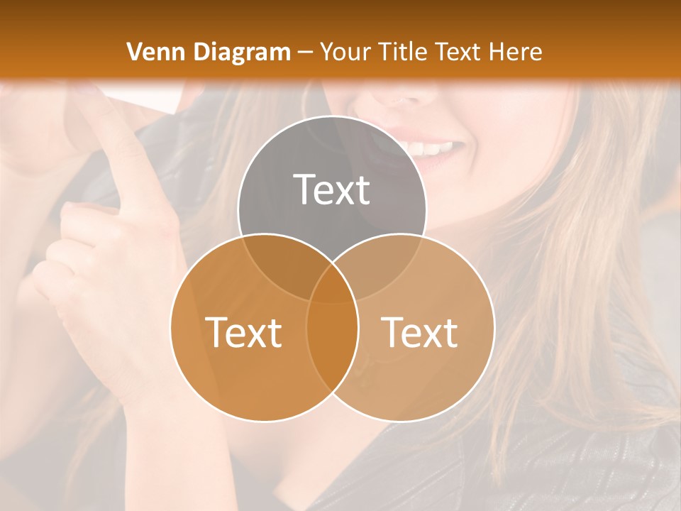 Businesswoman Pointing At A Business Card In An Office PowerPoint Template