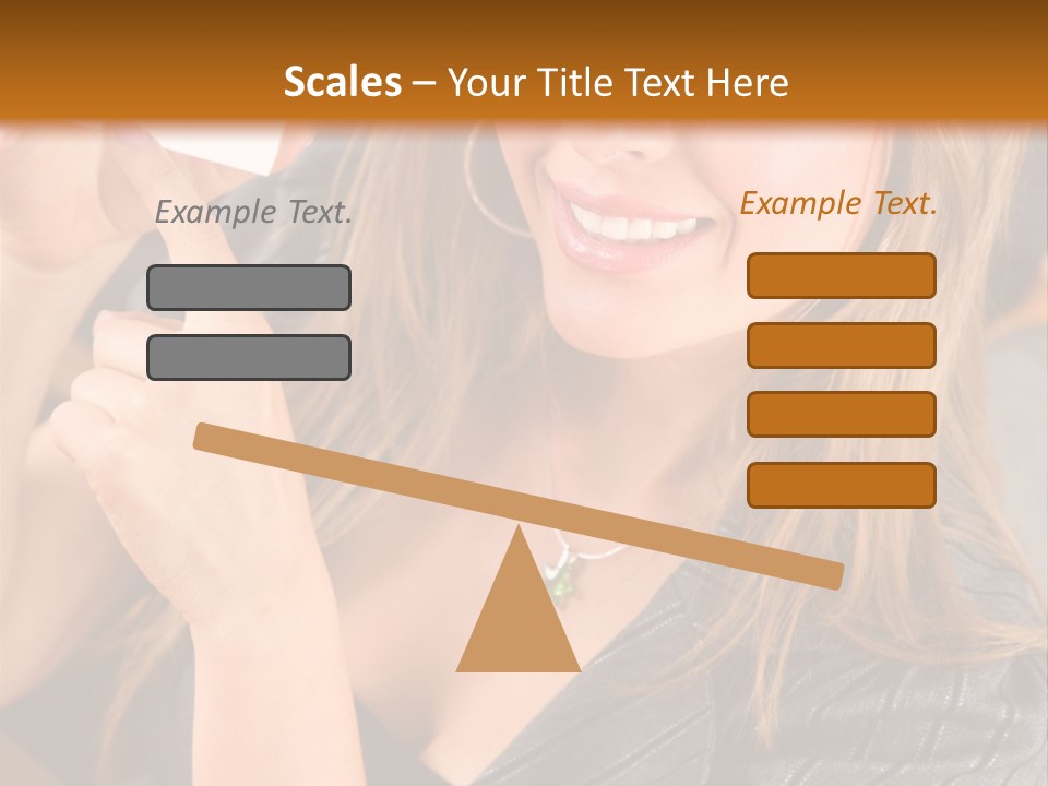 Businesswoman Pointing At A Business Card In An Office PowerPoint Template