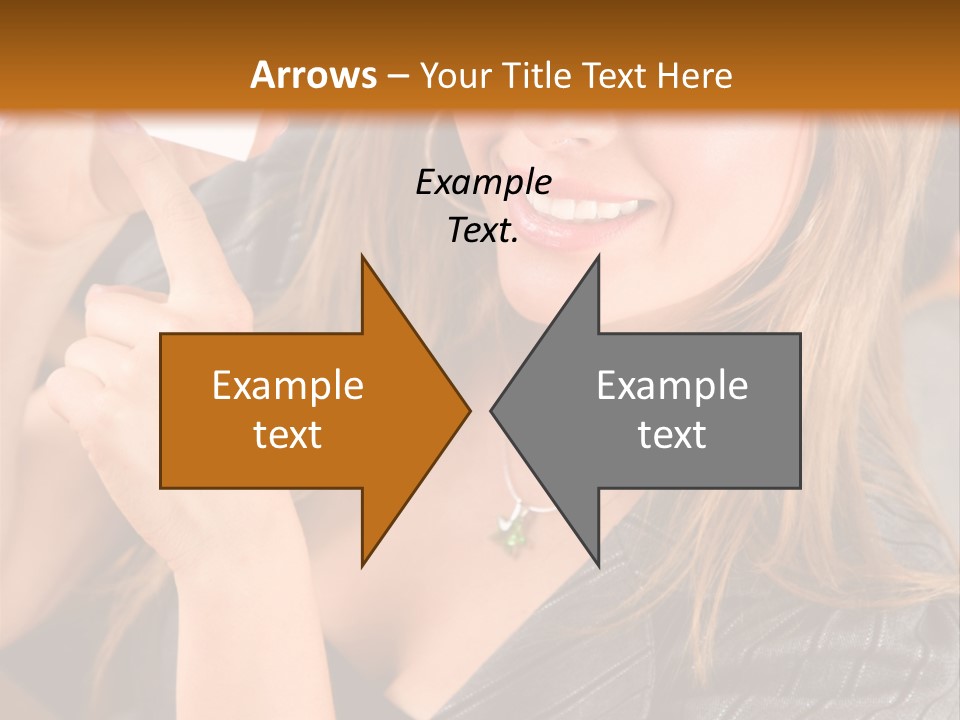 Businesswoman Pointing At A Business Card In An Office PowerPoint Template