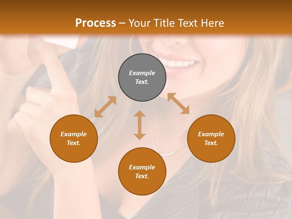 Businesswoman Pointing At A Business Card In An Office PowerPoint Template