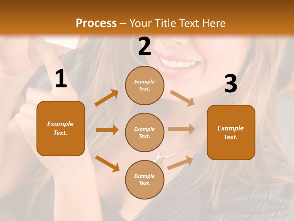 Businesswoman Pointing At A Business Card In An Office PowerPoint Template